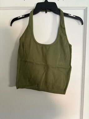 American Eagle Olive Ribbed Scoop Tank Top